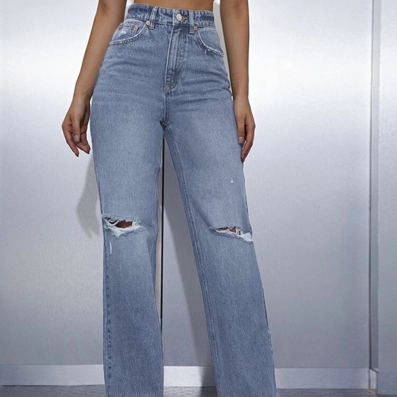 High waisted ripped hem Mom jeans - Picture 1 of 2